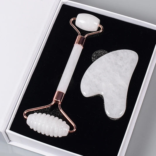 White Jade Facial Roller & Gua Sha Set