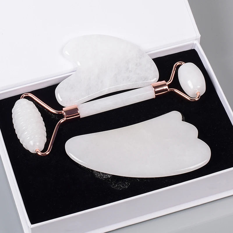 White Jade Facial Roller & Gua Sha Set